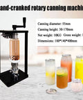 Manual Can Sealer For 55mm Jars And 500ml Cup with adjustable sealing height shown sealing a jar of bubble tea.