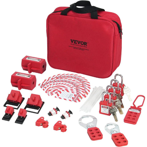Top Shelf Electrical Lockout Tagout Kit Boss Level Safety Padlocks Hasps Tags Circuit Breaker Lockouts With Heavy Duty Nylon Straps Slick Carry Tote For Jobsite Power Maintenance