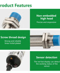 Capacitive Proximity Sensor Switch M18 3 Wire NPN Normally Open DC 10 to 30V 300mA Detecting Distance 10mm No-Drill Tank Monitoring Through Plastic or Glass Containers, brass nickel plated threaded sensor with blue cap