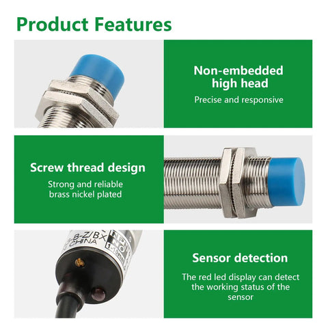 Capacitive Proximity Sensor Switch M18 3 Wire NPN Normally Open DC 10 to 30V 300mA Detecting Distance 10mm No-Drill Tank Monitoring Through Plastic or Glass Containers, brass nickel plated threaded sensor with blue cap