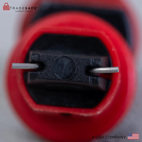 Close-up of Three Pack Circuit Breaker Lockout Device for Three Eighth Inch Toggle Holes Standard Miniature Lockout Kit