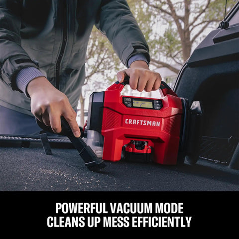 Badass 3 In 1 Cordless Tire Inflator And Portable Car Vacuum With Bright Led Work Light Heavy Duty quick use in vehicle cleaning.