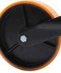 Heavy Duty Gate Caster Wheels 8 Inch Steel Track Rollers Support 800 Lbs Each And Swivel 360 Degrees For Smooth Sliding Gate Operation close-up of black wheel with orange rim