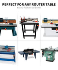 Heavy Duty Keylock Router Table Switch With Dual Power Outlets No Sweat Install For Any Professional Woodshop 125V 15Amp mounted on various router tables.