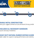 Heavy Duty Flat Windshield Wiper Blade 15 Inch Replacement For Class 6 To 8 Trucks And Rvs With Saddle Arm Commercial Metal Frame.