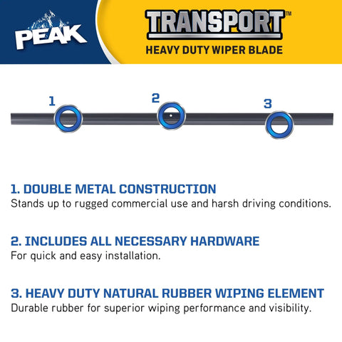 Heavy Duty Flat Windshield Wiper Blade 15 Inch Replacement For Class 6 To 8 Trucks And Rvs With Saddle Arm Commercial Metal Frame.