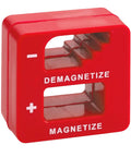 Red demagnetizer and magnetizer tool for screwdrivers, bits, drills, sockets, nuts, bolts, nails, and small tools