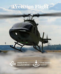 Ultra Realistic 27 To 1 Scale RC Helicopter With Auto Hover Bell OH 58 Style Collectible Model in flight, precision control shown