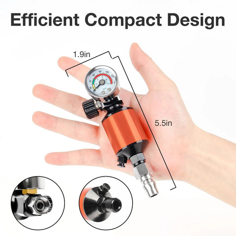 One Quarter Inch NPT Air Regulator And Filter Combo With Drain Valve And Gauge compact design in hand measurement