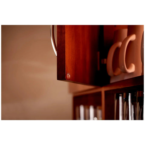 Clear Self Stick Cabinet Bumper Pads Twenty Pack Round One Half Inch Rubber Cushions For Cabinets And Drawers installed on cabinet