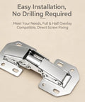 Soft Close Hidden Surface Mount Cabinet Hinges No Pre Drilled 8 Pack, silver hinge for easy installation without drilling