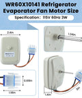 Refrigerator Evaporator Fan Motor Replacement WR60X10141 For GE And Similar Refrigerators 115V 60Hz 3W with shaft dimensions