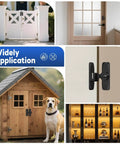 Heavy Duty 90 And 180 Degree Barn Door Locks And Latches Aluminum Sliding Door Latch Kit shown installed on gates and cabinets
