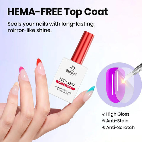 Protein Powered Nail Prep Dehydrator And Primer Kit With Hema Free Gel Base And Top Coat 10ml Each, 4 Piece Soak Off UV LED Gel Kit