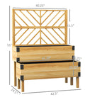 Two Tier Raised Garden Bed With Trellis Elevated Wooden Planter Box On Legged Frame With Metal Corners For Vegetables Flowers And Herbs In Natural Finish