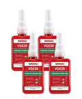 Four bottles of high strength retaining compound for cylindrical fits, 1.69 fl oz, fast cure bearing mount adhesive.