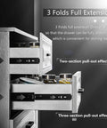 Image showing the 3 folds full extension of Full Extension Drawer Slides Pair 8 To 24 Inch, 100 LB Load Capacity, Beefy Side Mount Ball Bearing Metal Dresser Runners.