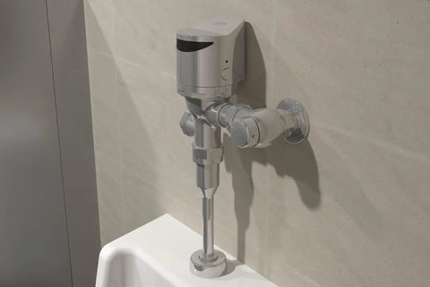 EZ Gear Driven 0.5 GPF Exposed Sensor Urinal Flush Valve With AquaSense Tech, wall-mounted chrome urinal valve