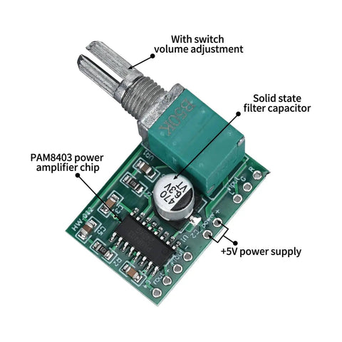 Set Of Four Mini 5V Digital Audio Amplifier Modules With Potentiometer, Dual Channel 3W Output Each, Dope DIY Audio Kit For Small Speakers
