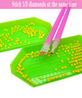 Dope Diamond Art Painting Tools Kit with trays and pink pens holding yellow beads