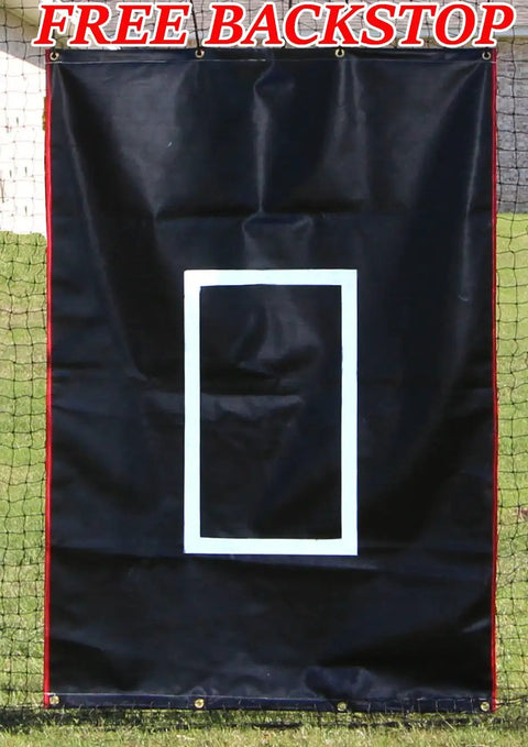 Batting Cage Kit With 4x6 Heavy Vinyl Backstop And Target Zone Large 50 Ft Setup Easy Entry Door One And A Half Inch Powder Coated Steel Frame Corners Sag Resistant Gauge 24 Netting For Backyard Baseball Practice black backstop with target