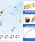 Hydraulic Steering Bleed Kit For Boats With Leak-Proof Cap And Quick-Connect Bottle Thread, brass fittings, clear hose, clamps