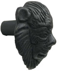 Lion Face Mane Style 2 Inch Cast Iron Pull For Barn Doors Cabinets And Drawers Black Rustic Hardware, side view.