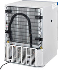 Hella Reliable Undercounter Lab Freezer With 3.2 Cubic Foot rear view showing cooling coils and electrical connections for efficient cooling.