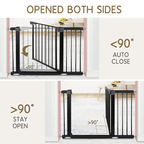 Adjustable Baby Gate For Stairs And Doorways, 30 Inches Tall, auto-close feature, open both sides, in home setting