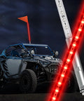 3 Foot LED Whip Light With Aluminum Base Red Color Safety Warning Pole Antenna for RZR Polaris Dune Buggy at night