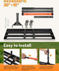 Heavy Duty Lawn Leveling Rake With 30 By 10 Inch Plate And 78 Inch Adjustable Handle, includes parts and assembly instructions.