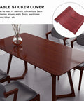 Snag This Hella Fresh Waterproof PVC Peel And Stick Wallpaper Roll For Kitchen Cabinet Doors Countertops Backsplashes And Living Room Furniture Surface Update on a dining table.