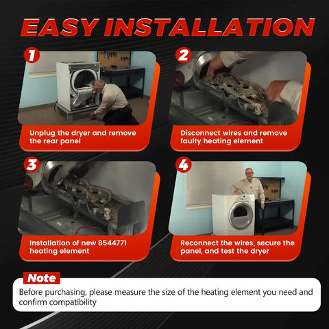 Easy installation guide for Beefed Up Dryer Heating Element Kit With High Limit Thermostat 8318314 And Thermal Fuse 280148.