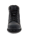 Front view of Sturdy Steel Toe Work Boots For Men And Women, Heat Resistant And Indestructible Safety Shoes For Construction And Outdoors.