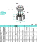 Two Pack Cam Follower Track Runner Bearing 304 Stainless Steel With 19mm Roller Diameter, M8 Stud Type, Hex Socket Diagram