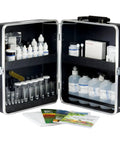 Field Soil Testing Kit With Color Read System For Macronutrients And pH, 400+ Tests For N, P, K in open black case
