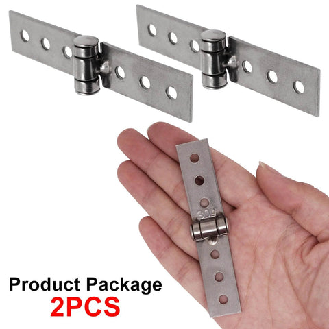 3 Inch Silver Stainless Steel Folding Butt Hinges For Furniture Doors Frameless Glass Windows 2 Pack, 6 Hole, 200 Degree Opening