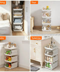 Four Tier Stackable Storage Bins For Kitchen Pantry RV And Home Organization With Dope Front Opening Design For Easy Viewing And Access Space Saving Bins For Clothes And Food White Finish 26 Lb Capacity 13.8 Inch Depth 11.8 Inch Width 28.3 Inch Tall in various home uses