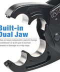 Combo Angle Head PEX Crimp Tool For One Half Inch And Three Quarter Inch Copper Crimp Jaw Sets With Go No Go Gauge 2 In 1 PEX Crimper