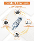 Premium Self Drilling Drywall Anchors And Screws For Hanging Heavy Floating Shelves Mirrors And Large Picture Frames Supports Up To Sixty Six Pounds with zinc-plated finish.