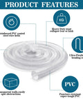 3 Inch 30 Ft PVC Dust Collection Hose With Stainless Steel Clamps Set Flexible Beefy Heavy Duty Clear Vacuum Hose Puncture Resistant Fume Hose For Dust Collection System Vacuums And Cleaners Includes 8 Clamps White shown with product features.