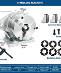 Heavy Duty Beast Rotary Table With 6 Inch 3 Jaw Chuck And Precision Indexing Head Built Strong for milling machine setup.
