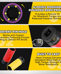 Detailed view of Five Piece One Half Inch Drive Impact Lug Nut Socket Set with Non Marring Thin Wall Design and color coded sleeves.