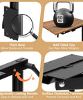 Heavy Duty Aluminum RV Table Leg Equipped With 360 Swivel And Adjustable Height Plus Space Saving Bracket For Camper Motorhome Yacht Setup Rock Solid Base Black showing thick base, adjustable locking handle, and table top support.