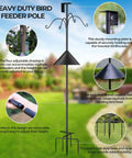 Squirrel Proof Bird Feeder Pole Kit With Ground Forks And Mount 80 Inch Bird House Pole Stand showing assembly features.