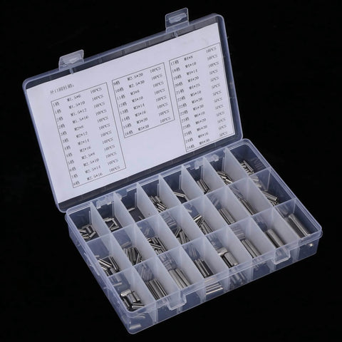 280 Pieces Roll Pin Set M1.5 M2 M2.5 M3 M4 M5 M6 M8 Stainless Steel With Box Slotted Spring Pins Assortment Kit Dowel Pins