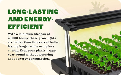 Seed Starting Grow Light Kit With Full Spectrum LEDs Adjustable Height Integrated Tray And Timer For Indoor Seedlings Energy Efficient Long Lasting Plant Light For Your Home Grow with seedlings and adjustable height feature