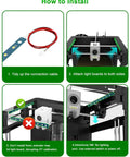 Lit 24V LED Light Kit For Adventurer 5M And 5M Pro 3D Printers with installation steps and cable, showing how to attach light boards.