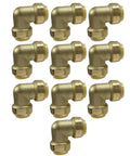 Three Quarter Inch Push Fit Elbow Set For Copper CPVC And PEX Pipes, Lead Free Brass Body, Corrosion Resistant, 10 Piece Set