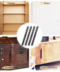 4 Pcs Stainless Steel Straight Brace Plates Black Flat Metal Brackets shown with furniture applications